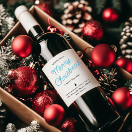 Modern Calligraphy God jul Business Vinflaska Etikett
