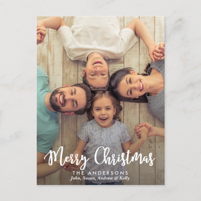 Modern Calligraphy God jul | Helgdag Photo Helg Vykort (Framsida)