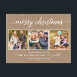 Modern Calligraphy God jul Kraft 3 Photo Vykort<br><div class="desc">Modern Calligraphy Script God jul 3 Photo Kraft Helgdag Postcard</div>