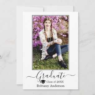 Modern Calligraphy Grad Cap Photo Studenten Meddelande