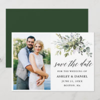 Modern Calligraphy Greenery Couple Photo