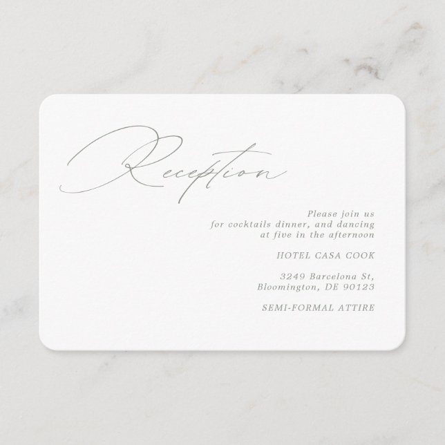 Modern Calligraphy Grönt Sage Wedening Reception Tilläggskort (Framsida)