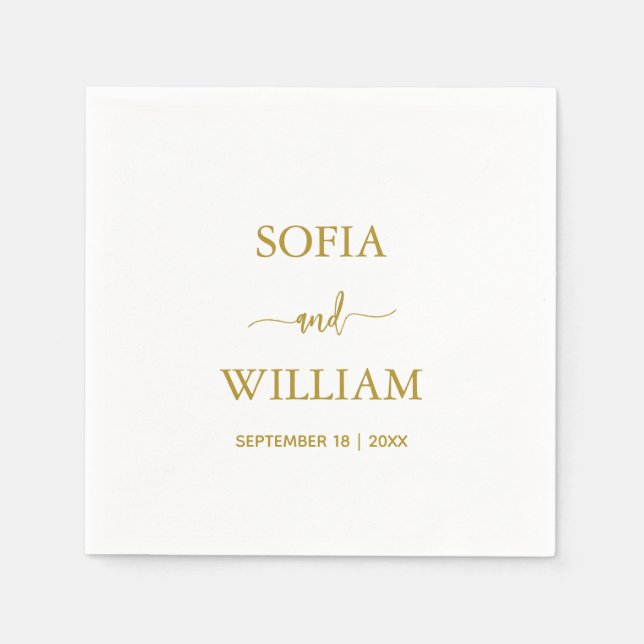 Modern calligraphy Guld Script Monogram bröllop Pappersservett (Framsidan)