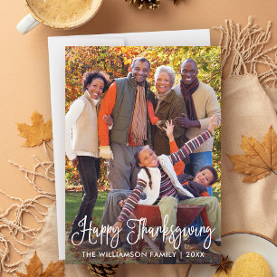 Modern Calligraphy Happy thanksgiving Photo Julkort