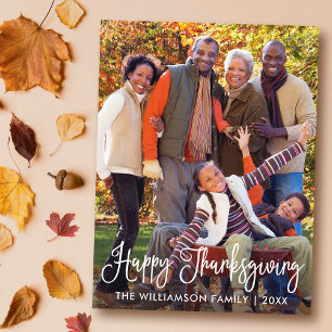 Modern Calligraphy Happy thanksgiving Photo Vykort