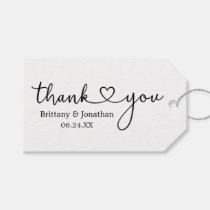 Modern Calligraphy Heart Bröllop Tack Presentetikett
