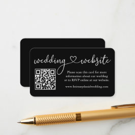 Modern Calligraphy Heart Bröllop webbplats QR Blac Tilläggskort