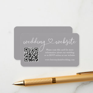 Modern Calligraphy Heart Bröllop webbplats QR Gråt Tilläggskort