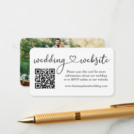 Modern Calligraphy Heart Bröllop webbplats QR Phot Tilläggskort