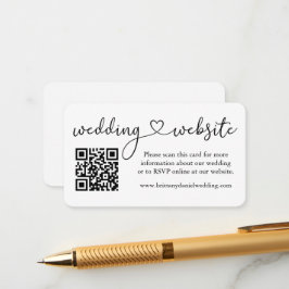 Modern Calligraphy Heart Bröllop webbplats QR Tilläggskort