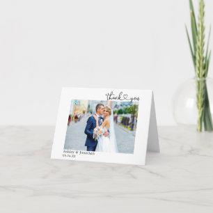 Modern Calligraphy Heart Photo Bröllop Note Tack Kort