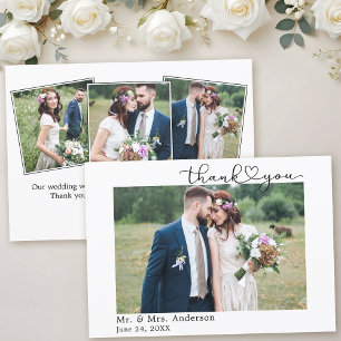 Modern Calligraphy Heart Script 4 Photo Bröllop Tack Kort