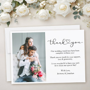 Modern Calligraphy Heart Script Bröllop Tack Kort