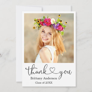 Modern Calligraphy Heart Student Photo Tack Kort