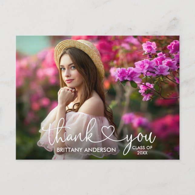 Modern Calligraphy Heart Studenten Tack Vykort (Framsida)