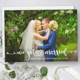 Modern Calligraphy Heart Vi Har Married Bröllop Meddelande