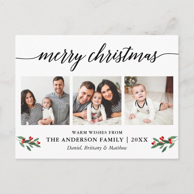 Modern Calligraphy Holly jul 3 Photo Vykort (Framsida)