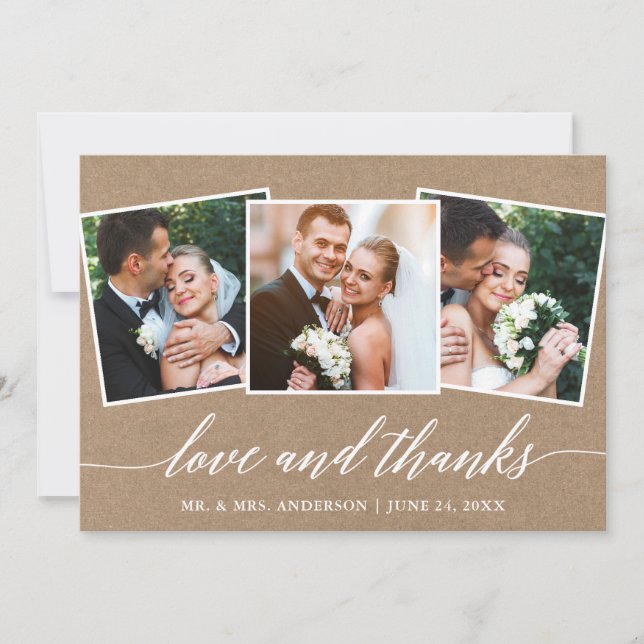 Modern Calligraphy Kärlek tack 3 Photo Kraft (Framsida)