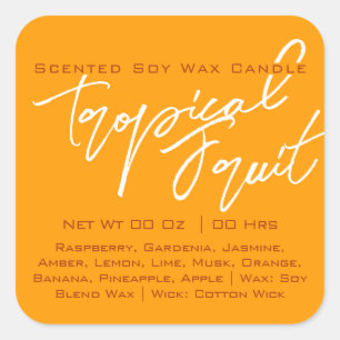 Modern Calligraphy Lettering Gult Orange Candle Fyrkantigt Klistermärke