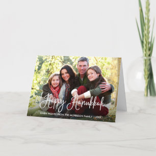 Modern Calligraphy Lycklig Hanukkah Photo Fold Helgkort