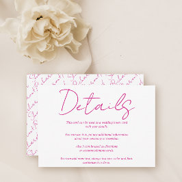 Modern calligraphy magenta rosa bröllop tilläggskort