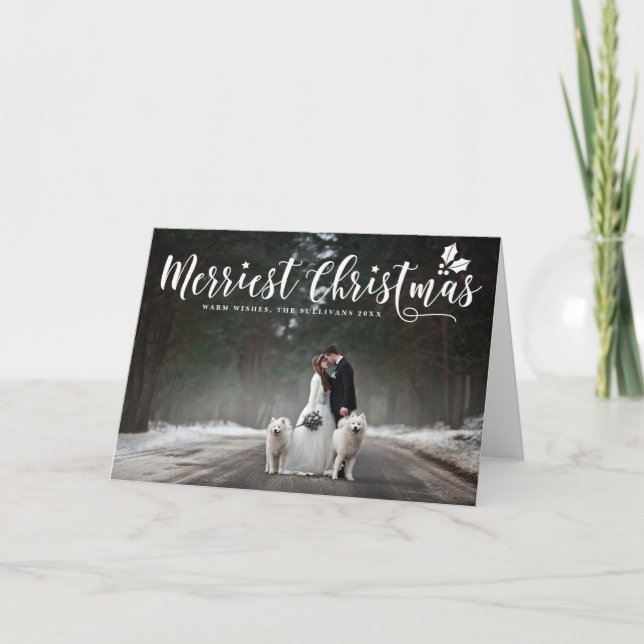 Modern Calligraphy Merriest jul Photo Card Helgkort (Framsida)