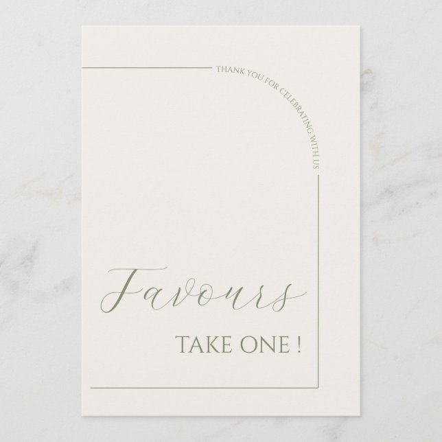 Modern Calligraphy Minimalist Arch Favors Sign Anteckningskort (Framsida)