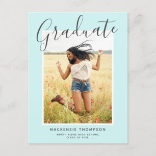 Modern Calligraphy Mint Grönt Photo Studenten Vykort