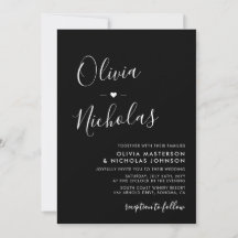 Modern Calligraphy Monogram QR Code Black Bröllop
