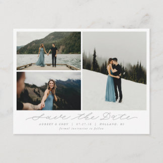 Modern Calligraphy Multi-Photo Save the Date Spara Datumet