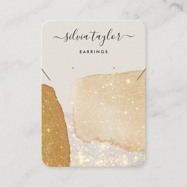 Modern Calligraphy Necklace Earring Guld Business Visitkort (Framsida)