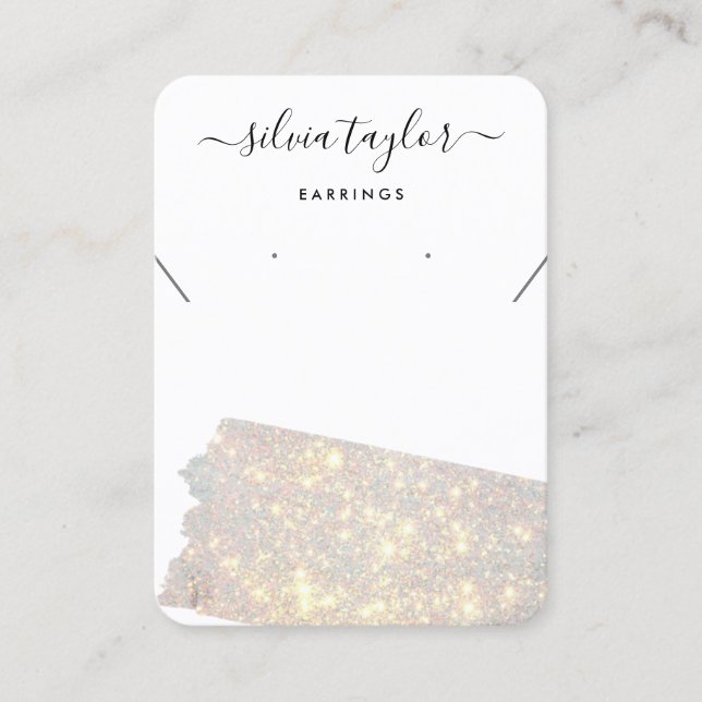 Modern Calligraphy Necklace Earring Guld Visitkort (Framsida)