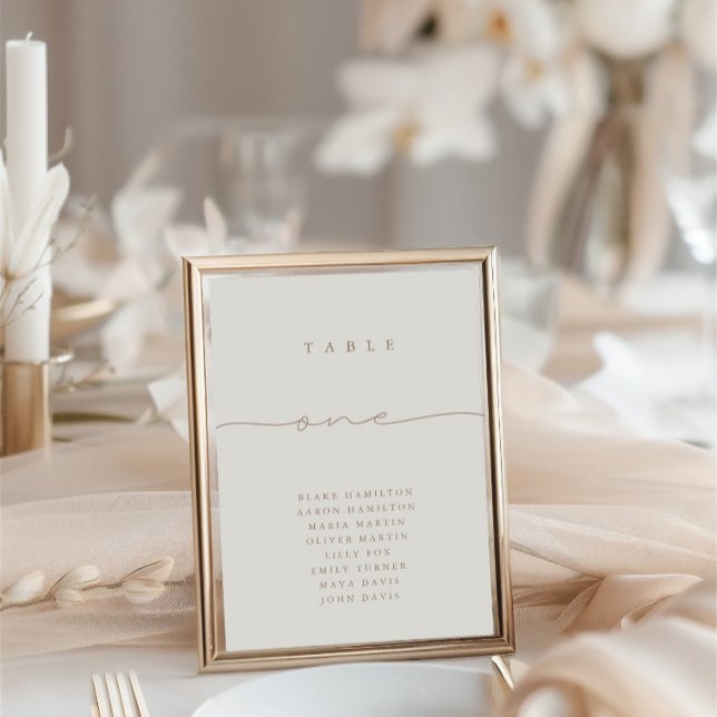 Modern Calligraphy Neutralt Bord One Bordsnummer (Modern Calligraphy Neutral Table One Table Number)