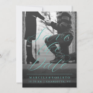 Modern Calligraphy Photo Aqua Grönt Spara Datumet
