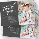 Modern Calligraphy Photo Baptism Tack<br><div class="desc">Lägg till foton och tack till anpassningsbarna: Tillgängligt här: http://www.zazzle.com/store/selectpartysupplies</div>
