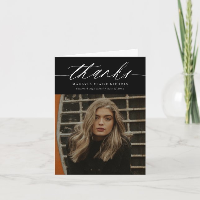 Modern calligraphy Photo Black Studenten-mapp Tack Kort (Framsida)