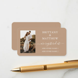 Modern Calligraphy Photo Bröllop Registry Taupe Tilläggskort