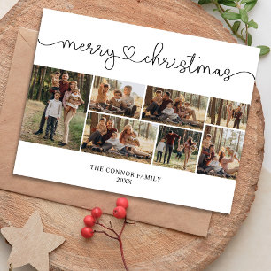 Modern Calligraphy Photo Collage God jul Vykort