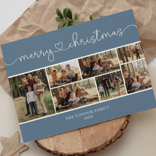 Modern Calligraphy Photo Collage God jul Vykort