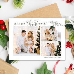 Modern Calligraphy Photo Collage God jul Vykort