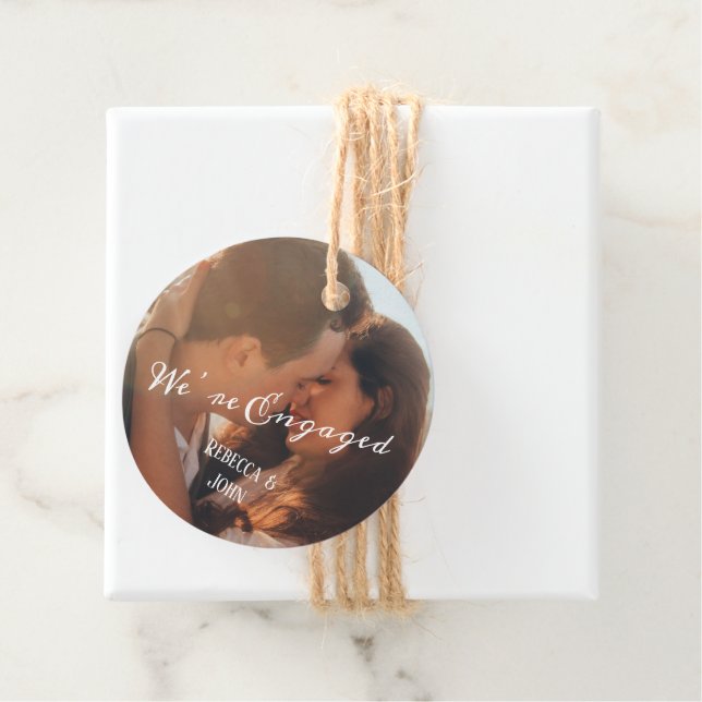 Modern Calligraphy Photo Förlovning Anpassningsbar Gåvor Etiketter (På plats)