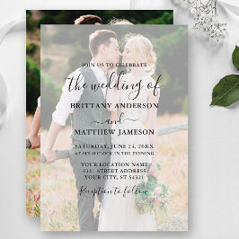 Modern Calligraphy Photo Overlay Bröllop Inbjudningar