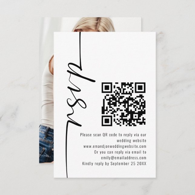Modern Calligraphy Photo QR Code Bröllop OSA (Fram/baksida)