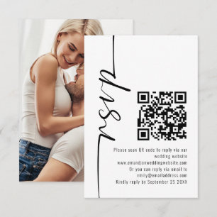 Modern Calligraphy Photo QR Code Bröllop OSA Kort