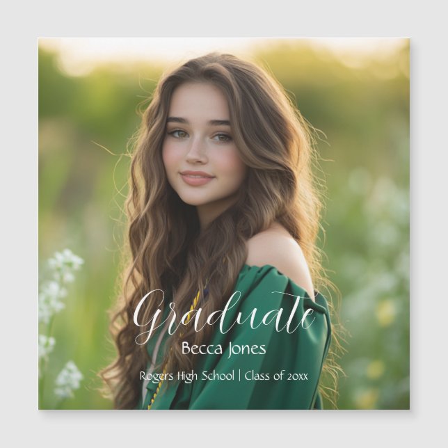 Modern Calligraphy Photo Studenten Magnet (Framsida)