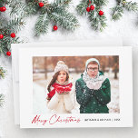 Modern Calligraphy Red Bläck Script par Photo Julkort<br><div class="desc">Modern minimalistisk elegance Calligraphy Bläck Pen Handskript God jul par Photo Helgdag Card - Red Script</div>