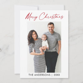 Modern Calligraphy Red Bläck-skript Fotojul Julkort