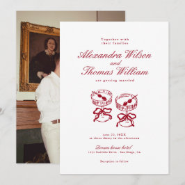 Modern Calligraphy Red Bröllop Inbjudningar