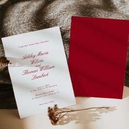 Modern Calligraphy Red Bröllop Inbjudningar
