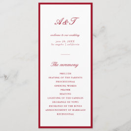 Modern Calligraphy Red Bröllop Program